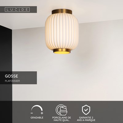 Lucide GOSSE - Plafonnier - Ø 19,5 cm - 1xE27 - Blanc